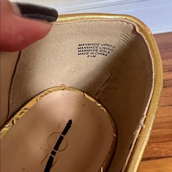 LOFT Classic Gold Croc Embossed Square Toe Mary Jane Ballet Flats Size 8.5 - Picture 9 of 10